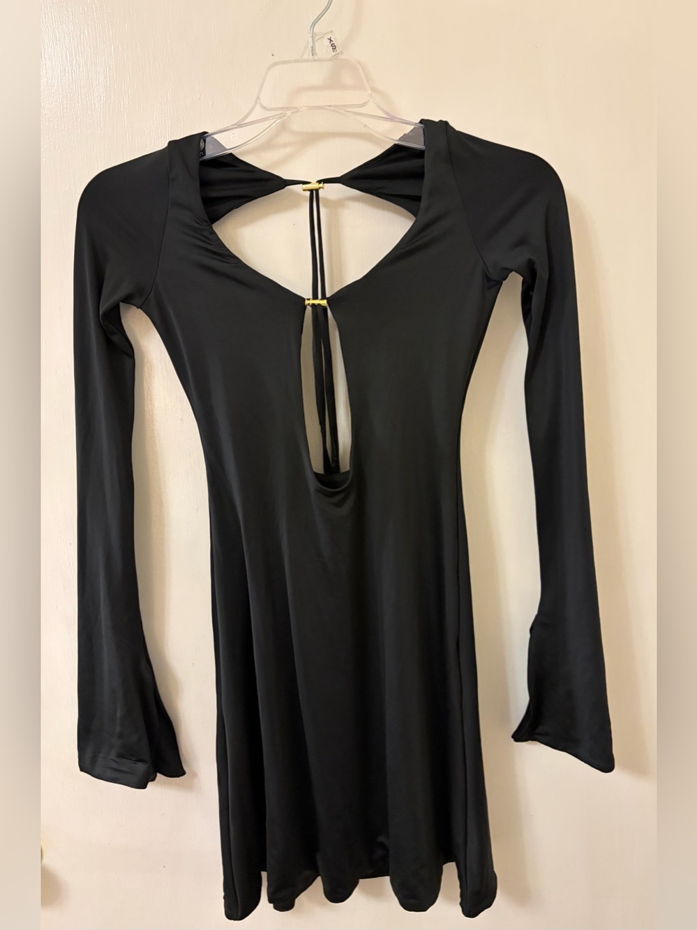 Oh Polly Chic Black Long-Sleeve Cutout Mini Dress